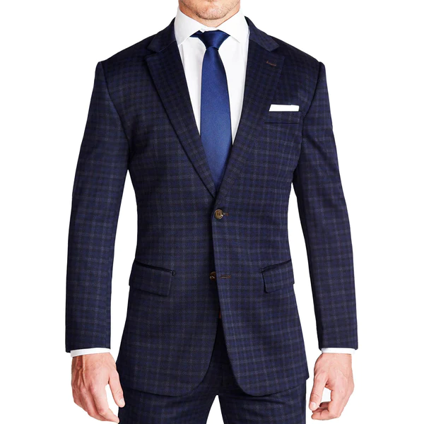 State & Liberty Athletic Fit Blazer in blue plaid colorway