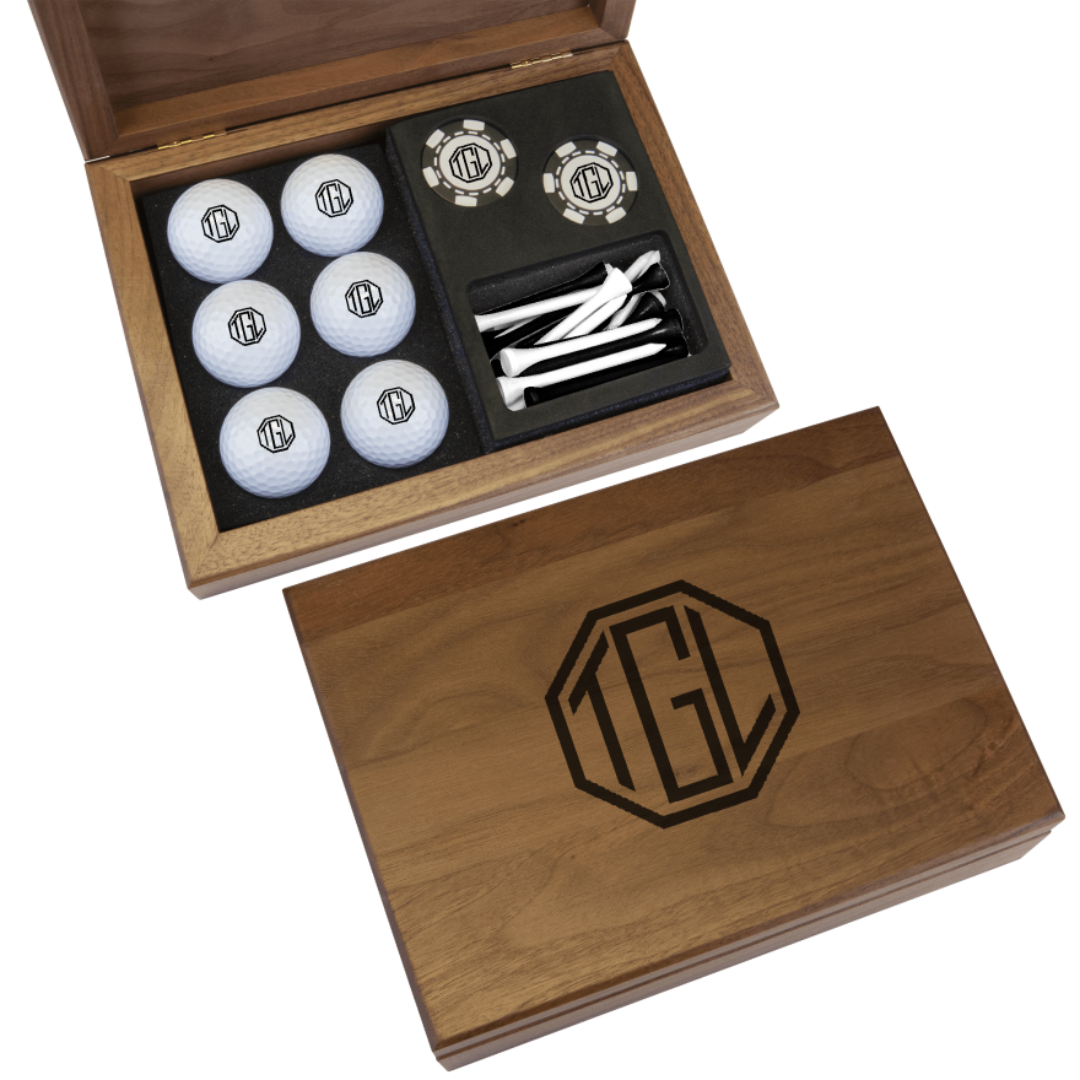 Golf Ball Gift Set in Wooden Box