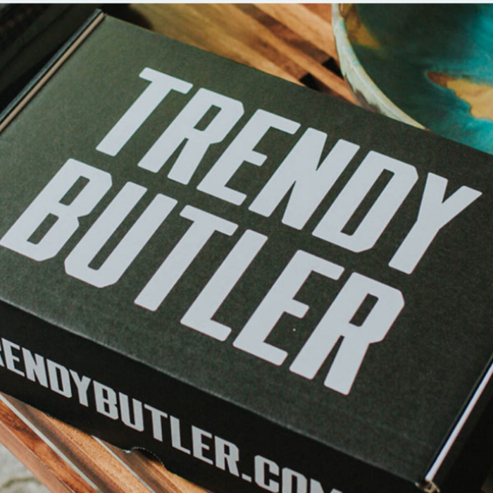 Green box that says Trendy Butler