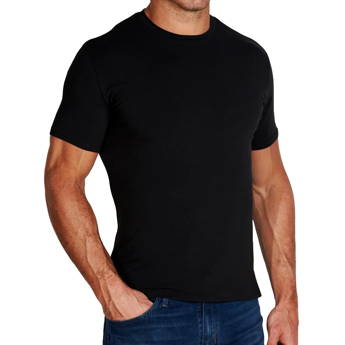 THE WESTPORT BLACK SHORT SLEEVE Athletic fit CREWNECK T Shirt