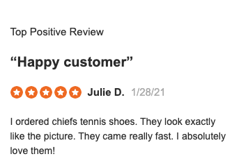 FOCO positive review from Julie D
