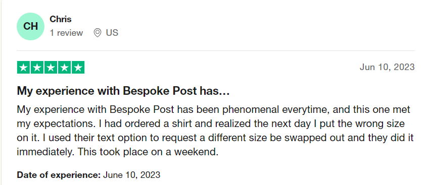 Bespoke Post Customer Review 2