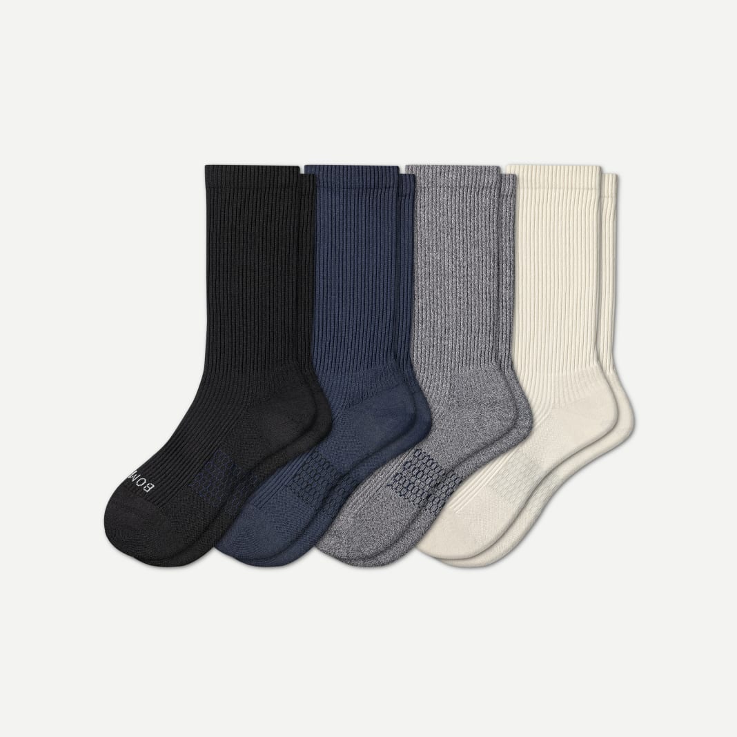 Bombas ribbed calf socks in soft white and black color mix