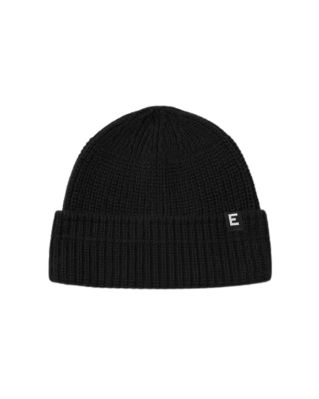 Everlane black cotton chunky beanie with
