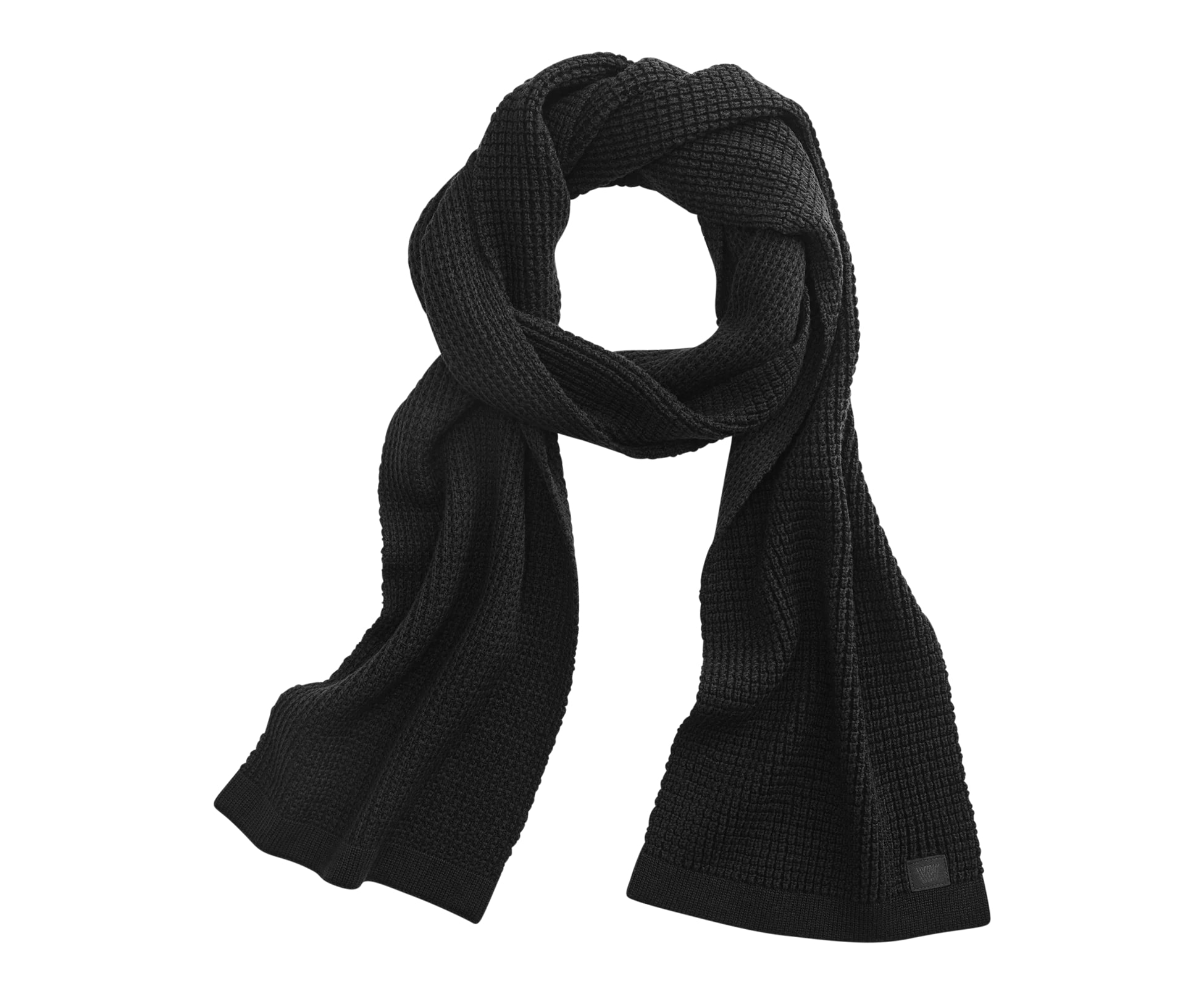 Mack Weldon wool scarf in true black with waffle stitch